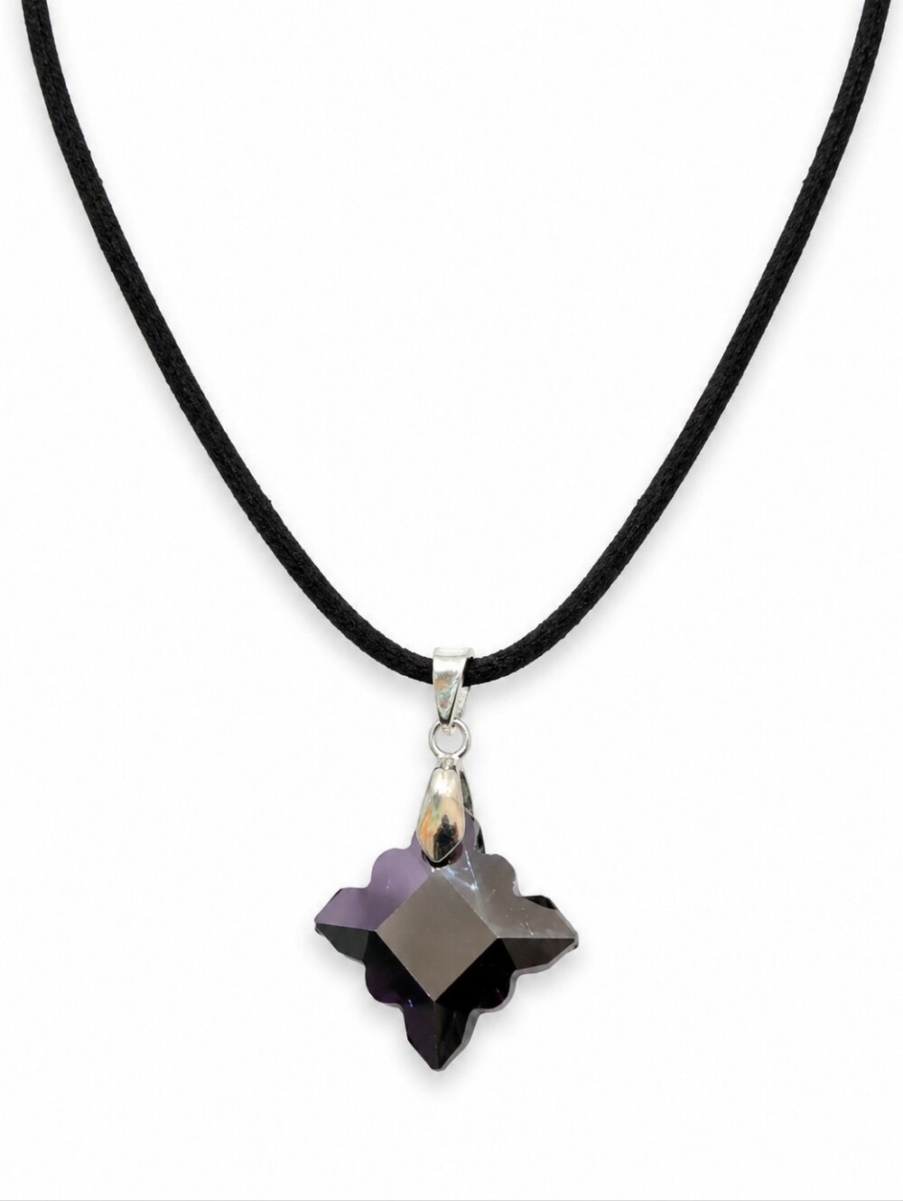 Black Obsidian Star of David Pendant Necklace Black Cord Spiritual Jewelry